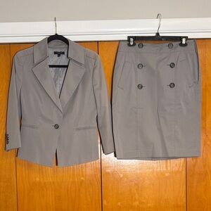 Ann Taylor Charcoal Blazer and Skirt Set